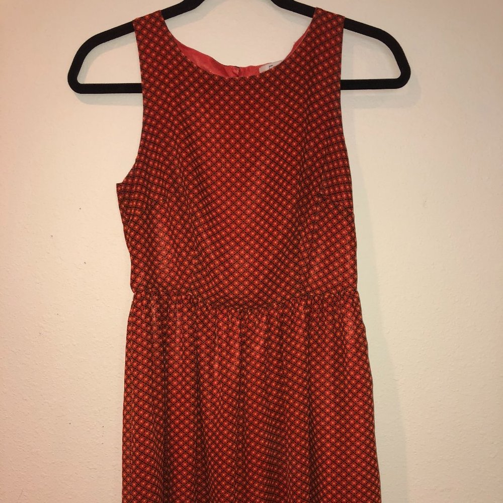 Forever 21 Orange Open Back Floral Summer Dress